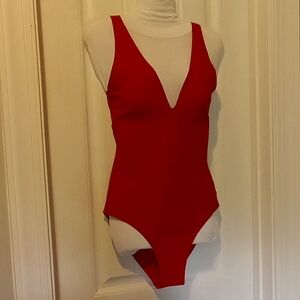 Cupshe Red One Piece Swimsuit V-Neck